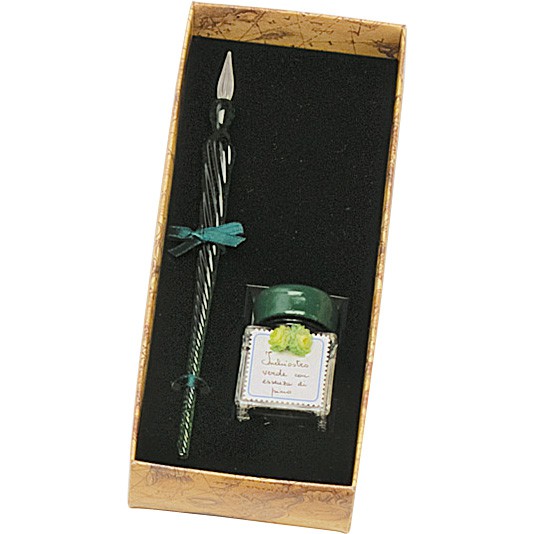 Rubinato（ルビナート） ガラスペン＆香り付き30mlインク セット グリーン(グリーンインク)セット GL_001