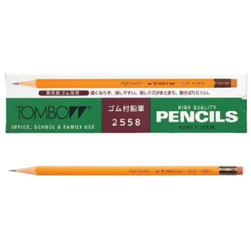 TOMBOW（トンボ鉛筆） 鉛筆 ゴム付き鉛筆 2558 1ダース