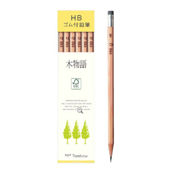 TOMBOW（トンボ鉛筆） 鉛筆 木物語 LG-KFHB ゴム付き鉛筆 F木物語 1ダース