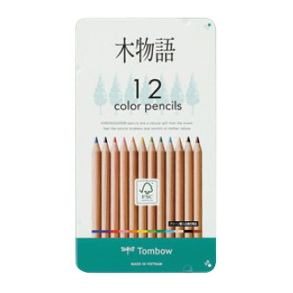 TOMBOW（トンボ鉛筆） 色鉛筆 F木物語 CB-RF12C 12色（缶入）