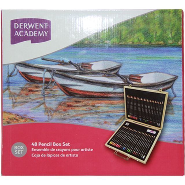 DERWENT（ダーウェント） 色鉛筆 アカデミーカラー＆ウォーターカラーペンシルギフトBOX DA40000 48色セット ウッドボックス