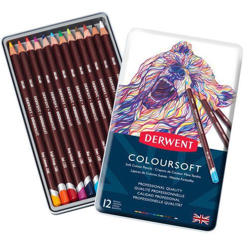 DERWENT（ダーウェント） 色鉛筆 カラーソフト 0701026 12色セット メタルケース
