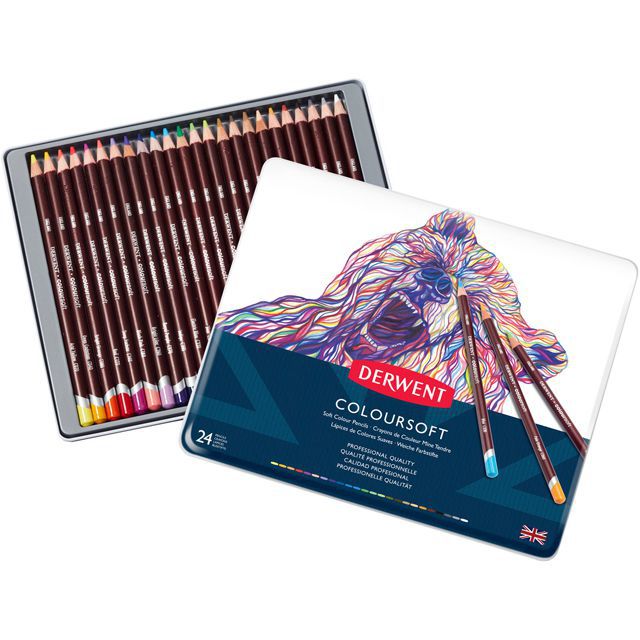 DERWENT（ダーウェント） 色鉛筆 カラーソフト 0701027 24色セット メタルケース