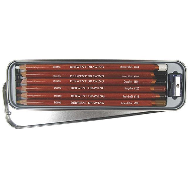 DERWENT（ダーウェント） 色鉛筆 ドローイングペンシル 0701089 6色セット メタルケース