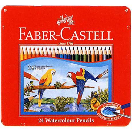 FABER-CASTELL（ファーバーカステル） 水彩色鉛筆 24色（赤色缶入）TFCB-WCP/24C