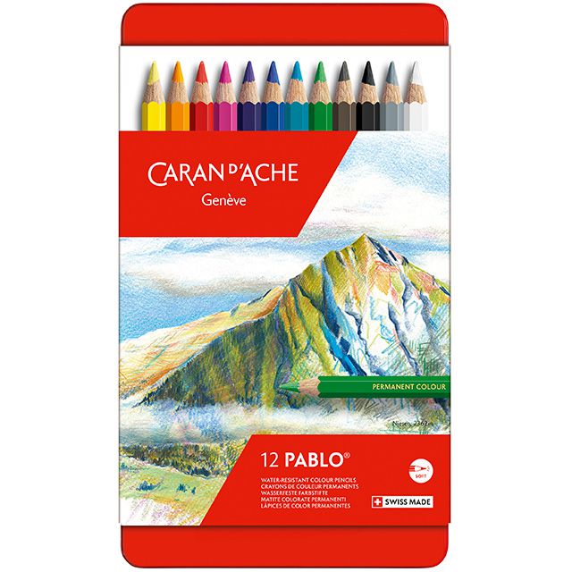 CARAN D'ACHE（カランダッシュ） 色鉛筆 パブロ油性色鉛筆 0666-312 12色（缶入）