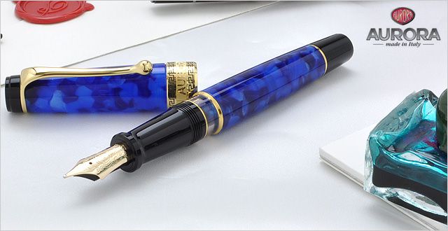 AURORA アウロラ 万年筆 オプティマ ゴールド×ブルー | 世界の筆記具