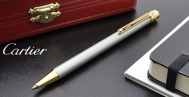 Cartier カルティエ ボールペン サントス ドゥ Cartier カルティエ ST150192 スティールラッカー/ゴールドプレイテッド