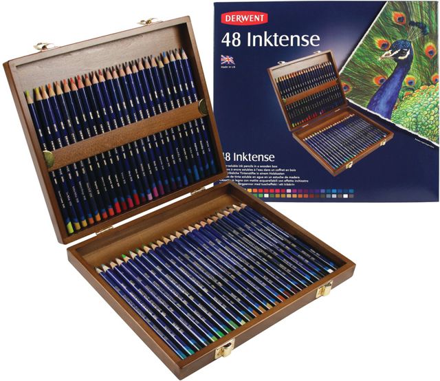 DERWENTART 色鉛筆 ダーウェント 水彩色鉛筆 インクテンスペンシル 48色セット ウッドボックス | 世界の筆記具ペンハウス