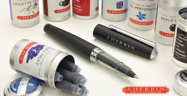 エルバン インクローラーボール カートリッジインク2色&ペンセット HB29601 ブラックペン&ブラック【ナイトブルー+ブラック】