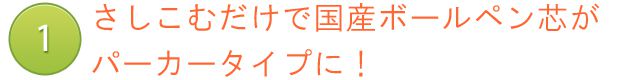 さしこむだけで国産ボールペン芯がパーカータイプに！