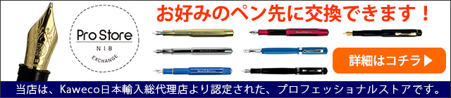 当店は、Kaweco日本輸入総代理店より認定された、プロフェッショナルストアです。種類にあわせてお好みのペン先に交換することができます。