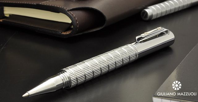ジュリアーノ・マッツォーリ ボールペン オフィチーナ・ミニ End mill(エンドミル) クローム つや有り