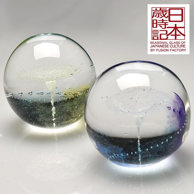 日本歳時記　光の種　ガラス　ペーパーウェイト