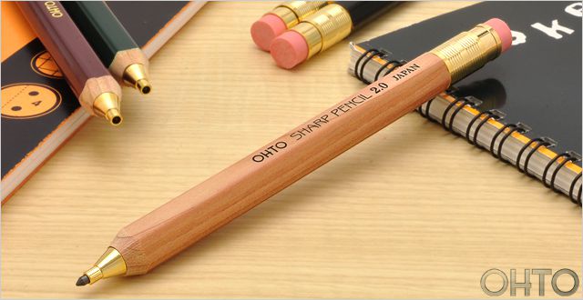 OHTO オート ペンシル 2.0mm 木軸シャープ消しゴム付2.0 APS-680E-NT ナチュラル ペンシル | 世界の筆記具ペンハウス