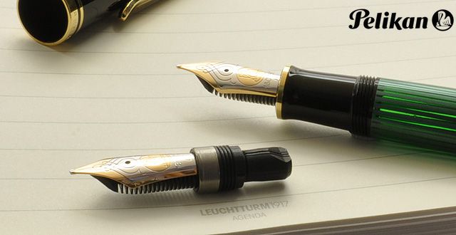 極美品●Pelikan ペリカン M600 スーベレーン ペン先14K EFニブ 吸引式 万年筆 ブルー×ブラック×ゴールド 箱/インク付き約132cmグリップ幅