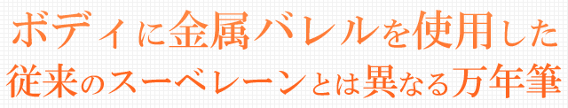 ボディに金属バレルを使用した従来のスーベレーンとは異なる万年筆。