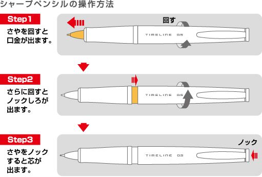 「タイムライン」シャープペンシルの操作方法