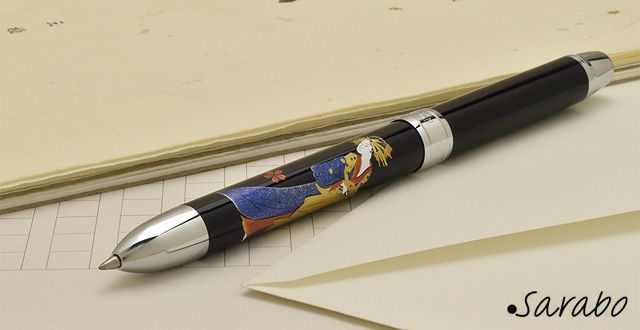 プラチナ万年筆 複合筆記具 DOUBLE R3 ACTION　sarabo 近代蒔絵　MWB-3000GM-1　ビジンエザクラ　黒