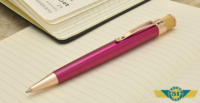 レトロ51 ボールペン トルネード ゴールドライン VRR-G1313 ピンク/ゴールド