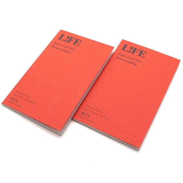 LIFE（ライフ） メモ手帳 名刺型メモランダム（朱） 2冊入り 1パック M374