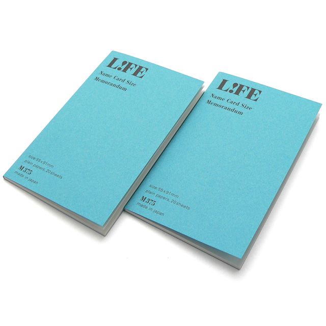 LIFE ライフ メモ手帳 名刺型メモランダム（あさぎ） 2冊入り 1パック M375 世界の筆記具ペンハウス
