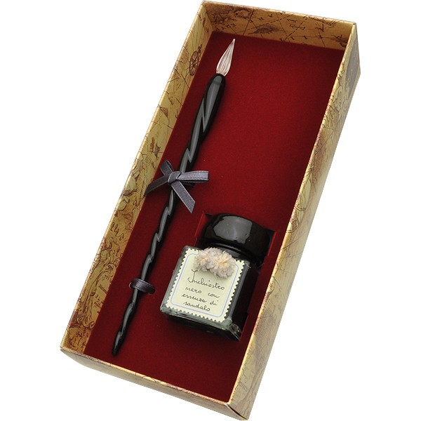 Rubinato（ルビナート） ガラスペン＆香り付き30mlインク セット ブラック(ブラックインク)セット GL_003
