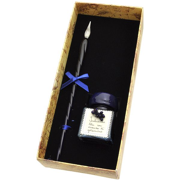 Rubinato（ルビナート） ガラスペン＆香り付き30mlインク セット GL_004 ブルー(ブルーインク)セット