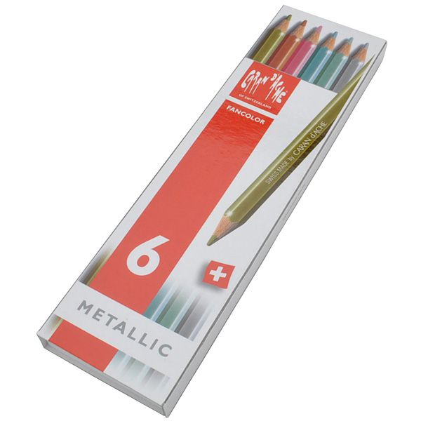 CARAN D'ACHE（カランダッシュ） 色鉛筆 ファンカラー 水溶性色鉛筆 1284-406 ファンカラーメタリック6色セット