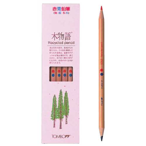 トンボ鉛筆 鉛筆 木物語 CV-REAVP 赤青鉛筆（朱藍） 1ダース