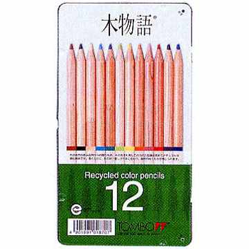 TOMBOW（トンボ鉛筆） 色鉛筆 木物語 CB-RE12C 12色（缶入）