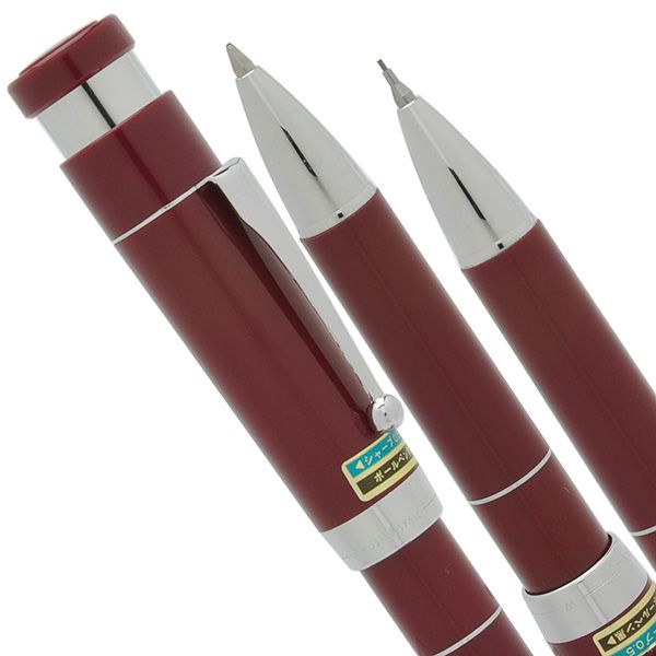 三菱鉛筆 ネームペン 印鑑付多機能ペン（ボールペン黒＋シャープ） 1502シリーズ SHW-1502-41 エンジ
