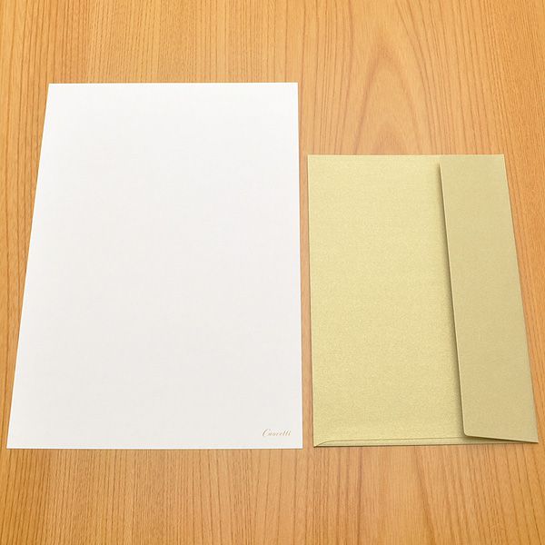 クオレッティ レターセット メタル XG2038 封筒（ゴールド）+便箋（ホワイト）