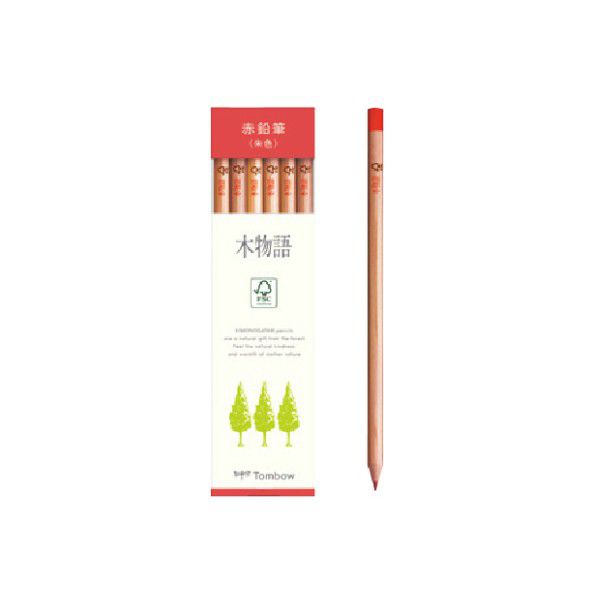 トンボ鉛筆 鉛筆 木物語 CV-RFV 赤鉛筆（朱色） F木物語 1ダース