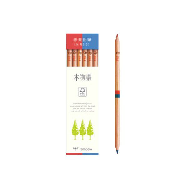 トンボ鉛筆 鉛筆 木物語 CV-RFVP 赤青鉛筆（朱藍） F木物語 1ダース