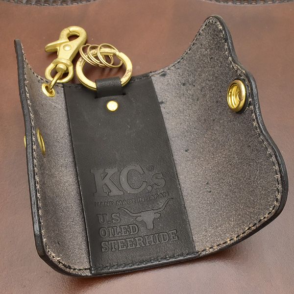 KC,s（ケイシイズ） キーケース ハンギングプレート ステアハイド ブラス KIK512Ｃ ブラック