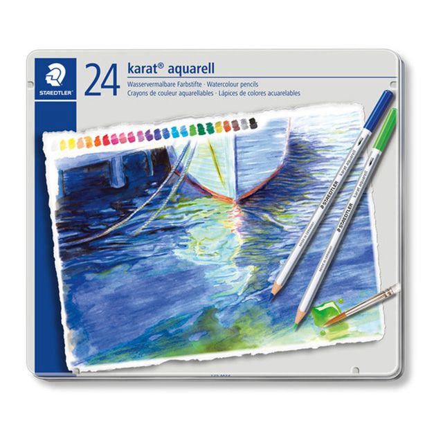 STAEDTLER（ステッドラー） 水彩色鉛筆 カラト アクェレル 24色（缶入） 125M24