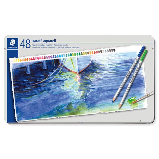 STAEDTLER（ステッドラー） 水彩色鉛筆 カラト アクェレル 48色（缶入） 125M48