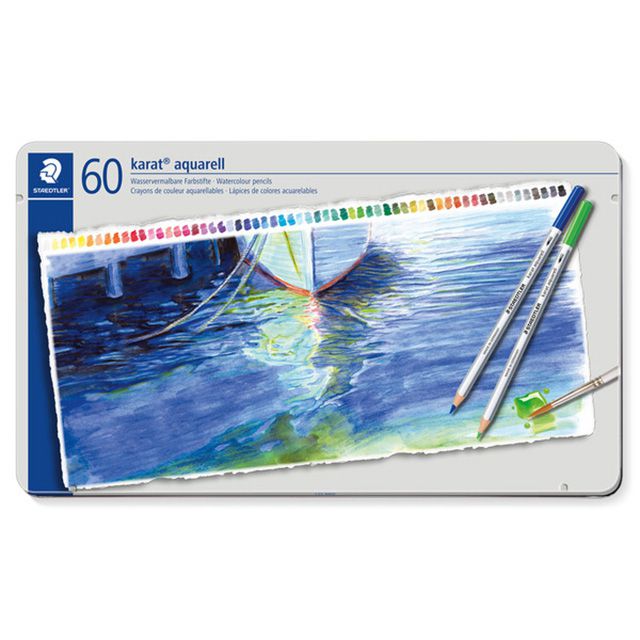 ステッドラー 水彩色鉛筆 カラト アクェレル 60色（缶入）125M60