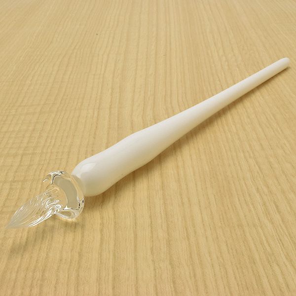 ガラス工房 まつぼっくり ガラスペン 色管モノクローム 白磁（はくじ） skmono-hakuji