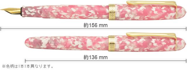 Pent〈ペント〉 by 大西製作所 万年筆 アセテート オーバルモデル（小）スワロフスキ―付き しだれ桜 ＜スワロフスキー ライトローズ＞