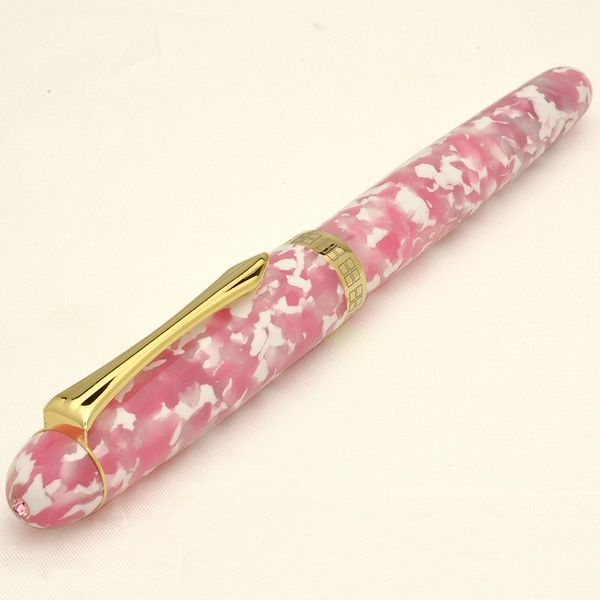 Pent〈ペント〉 by 大西製作所 万年筆 アセテート オーバルモデル（小）スワロフスキ―付き しだれ桜 ＜スワロフスキー ライトローズ＞