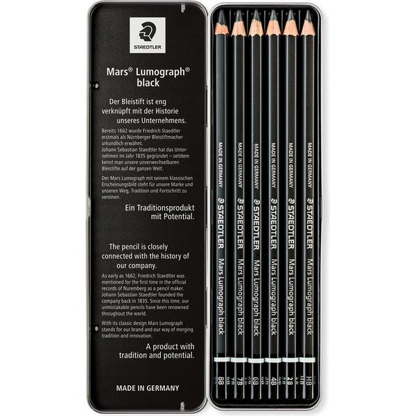 STAEDTLER（ステッドラー） 鉛筆 マルス ルモグラフ ブラック 描画用高級鉛筆 100B G6 4硬度6本セット