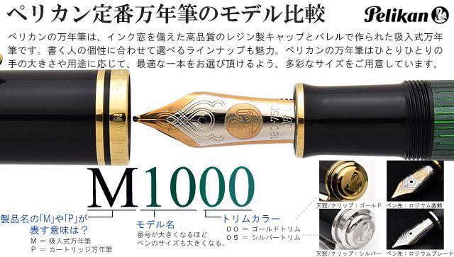 ペリカン定番万年筆のモデル比較 M1000