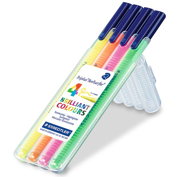 STAEDTLER（ステッドラー） 蛍光ペン トリプラス テキストサーファー 362 SB4 4色セット（ケース入り）