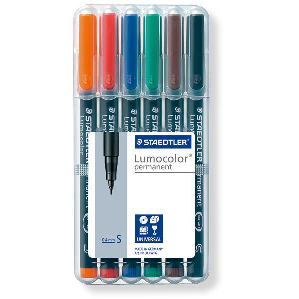 STAEDTLER（ステッドラー） ルモカラーペン 超極細書きS 313WP6 6色セット