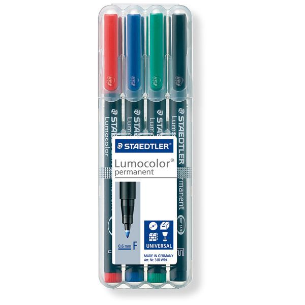 STAEDTLER（ステッドラー） ルモカラーペン 極細書きF 318WP4 4色セット