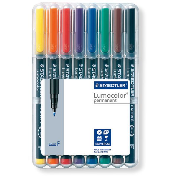 STAEDTLER（ステッドラー） ルモカラーペン 極細書きF 318WP8 8色セット