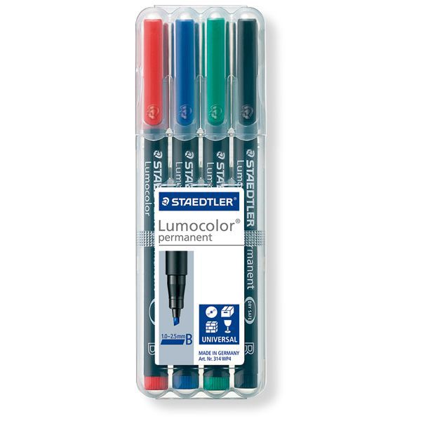 STAEDTLER（ステッドラー） ルモカラーペン 太書きB 314WP4 4色セット