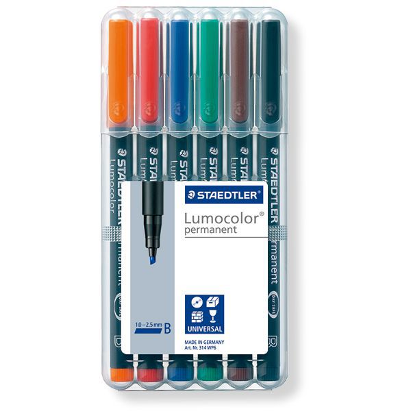 STAEDTLER（ステッドラー） ルモカラーペン 太書きB 314WP6 6色セット